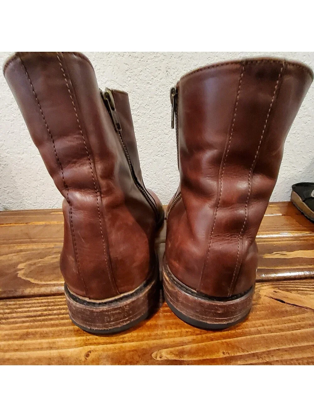 FRYE Paul Leather Boots  Inside Zip Men's Size 13D  Cognac Brown Mexico